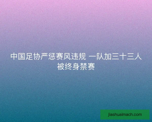 中国足协严惩赛风违规 一队加三十三人被终身禁赛